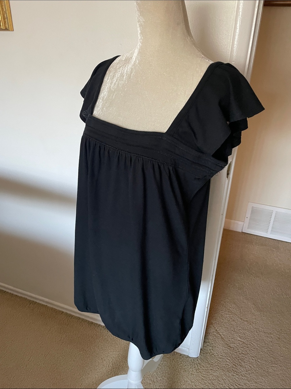 Mossimo Supply Co. Black Square-Neck Flutter Sleeve Tunic - Picture 3 of 9